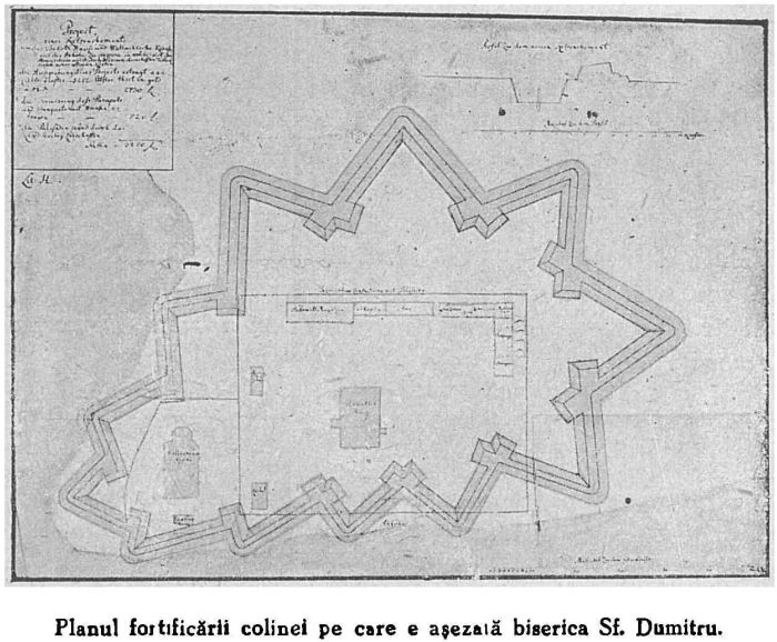 Planul fortificarii austriece a zonei din jurul Bisericii Sf Dumitru