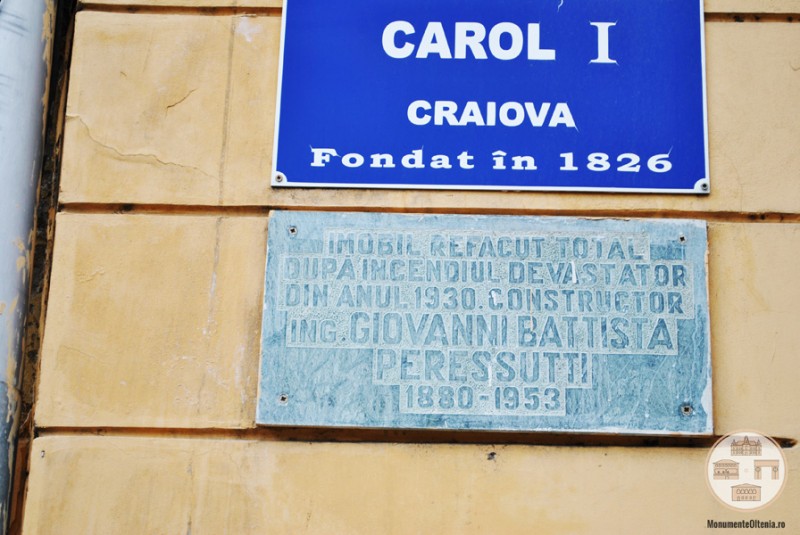 Liceul Carol I, Craiova - placuta Peressutti