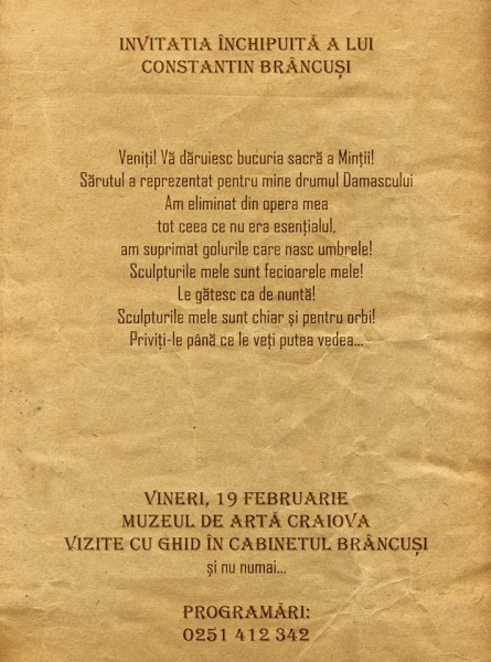 Ziua Brancusi, sarbatorita la Muzeul de Arta Craiova