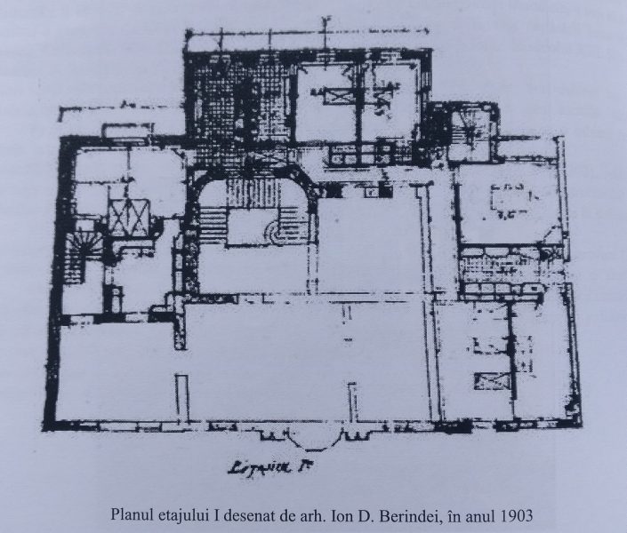 Planul etajului I, desenat de arh I D Berindei