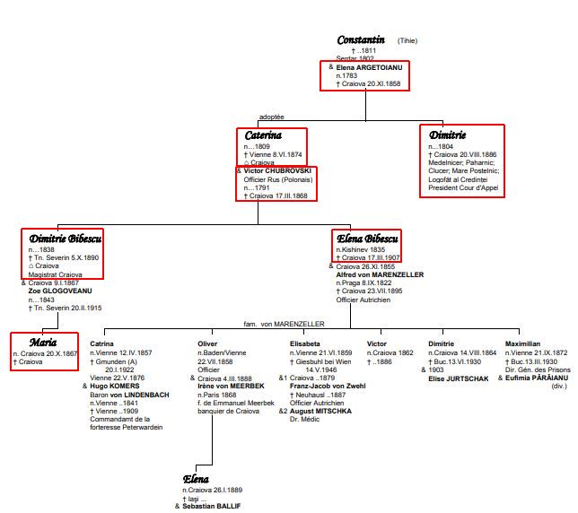 Fragment din genealogia familiei Bibescu