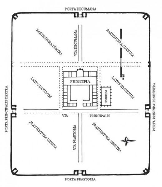 Planul Castrului Roman de la Racarii de Jos realizat de arheolog Dorel Bondoc
