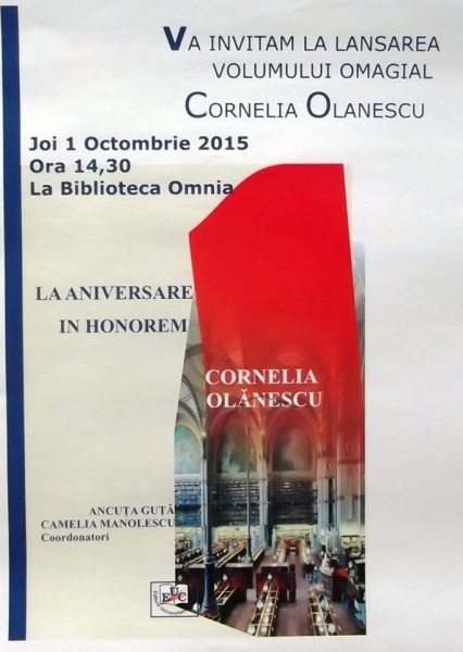 Lansare volum omagial Cornelia Olanescu